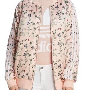 Limited edition Pink adidas floral reversible bomber jacket size XS